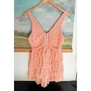 Moda International Pink Lace Ruffle Tank Top Size Medium